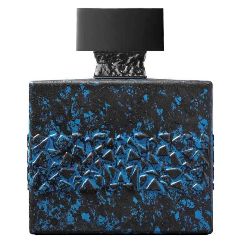 Désirtoxic Intense – M. Micallef Envase azul eléctrico de Desirtoxic Intense de M. Micallef con diseño salpicado y tapón negro