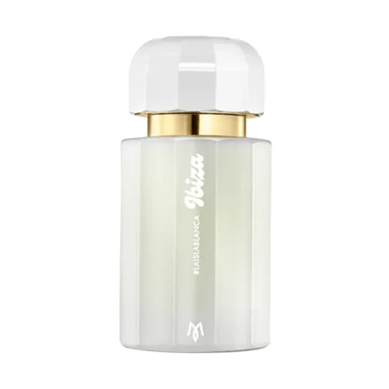 Envase esmeralda pálido de La Isla Blanca de Ramon Monegal con tapón negro y cuerpo esmerilado