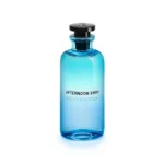 Frasco azul celeste de Afternoon Swim de Louis Vuitton con forma alargada y tapón transparente