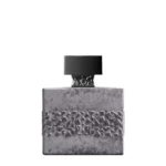 Frasco rectangular gris texturizado de Osaito de M. Micallef con tapón negro liso