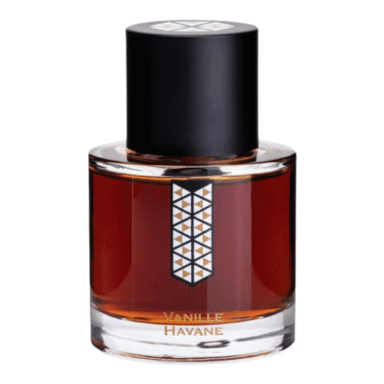 Botella roja oscura de Vanille Havane de Les Indemodables con tapón negro y etiqueta circular